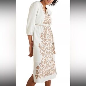 SOFT SURROUNDINGS Kimora Embroidered Midi Dress In Ivory 2X NWOT